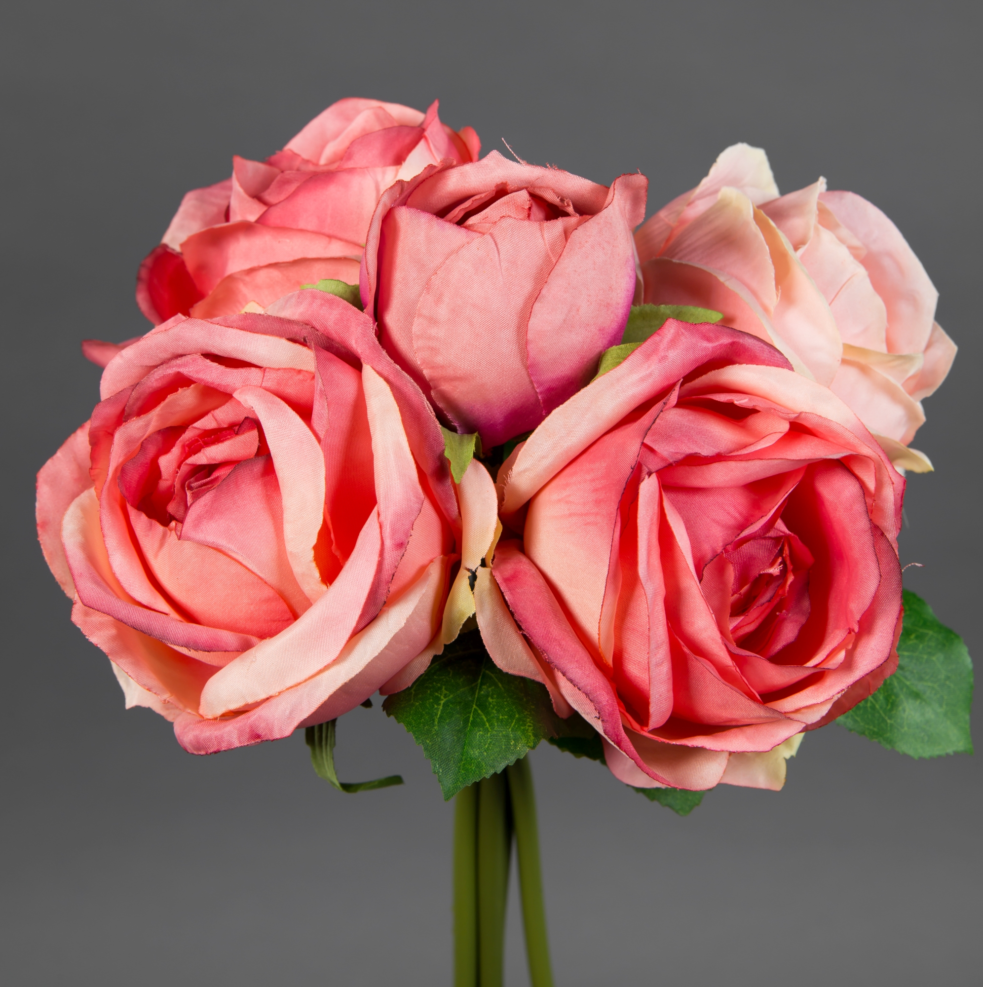 Rosenstrauß 28x20cm rosa-pink FT Kunstblumen künstliche Rosen Blumen Strauß  Blumenstrauß