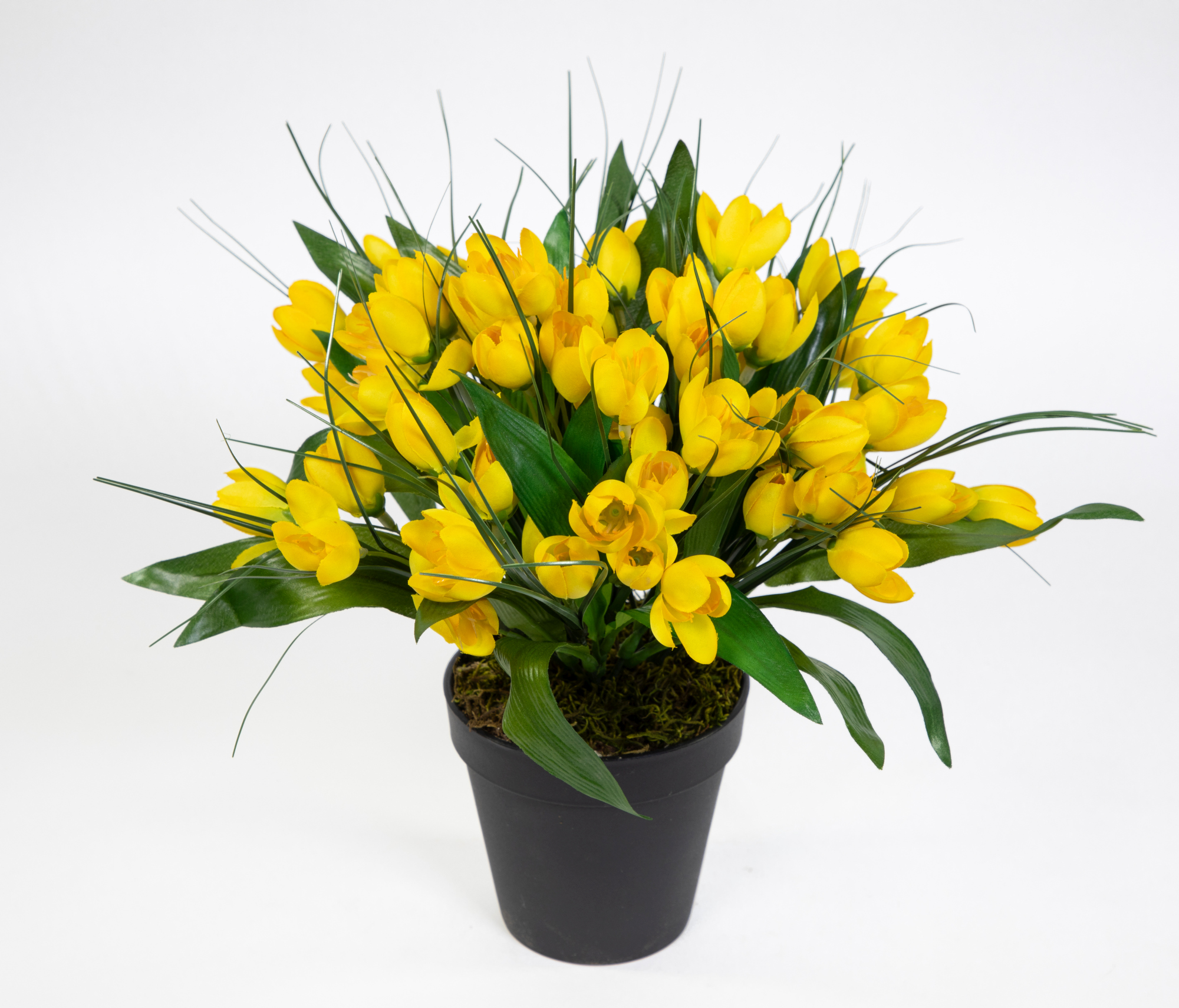 Krokusbusch 28cm gelb im Topf PM Kunstpflanzen Kunstblumen künstlicher Crocus Krokus Blumen